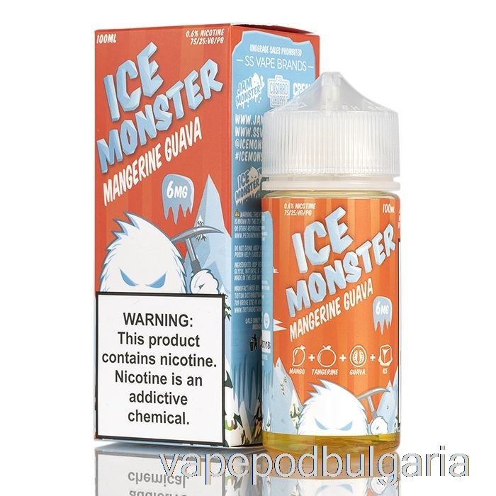 Vape 10000 Дръпки Ice Mangerine Guava - ледено чудовище - 100ml 6mg